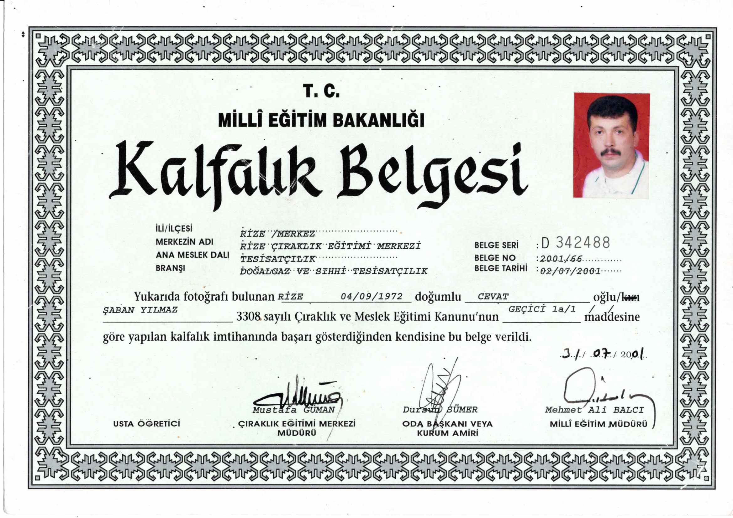 Kalfalık Belgesi